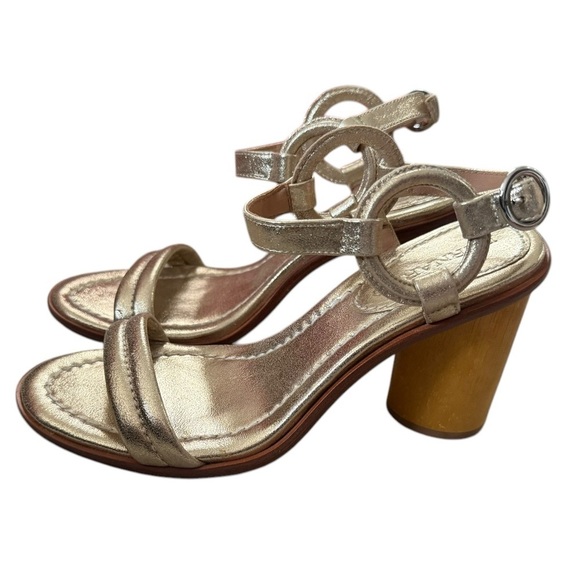 Bernardo Harlow block heel sandals size 6.5 excellent condition gold metallic - Picture 4 of 5